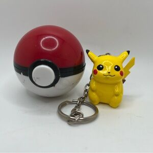 Vintage 1999 Nintendo Pokémon Pikachu Keychain With Ball Catch & Release